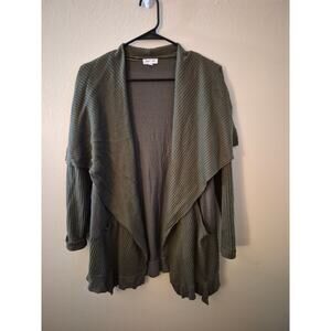 Skylar + Jade Olive Green Mixed Media Waterfall Drape Cardigan - Size Large